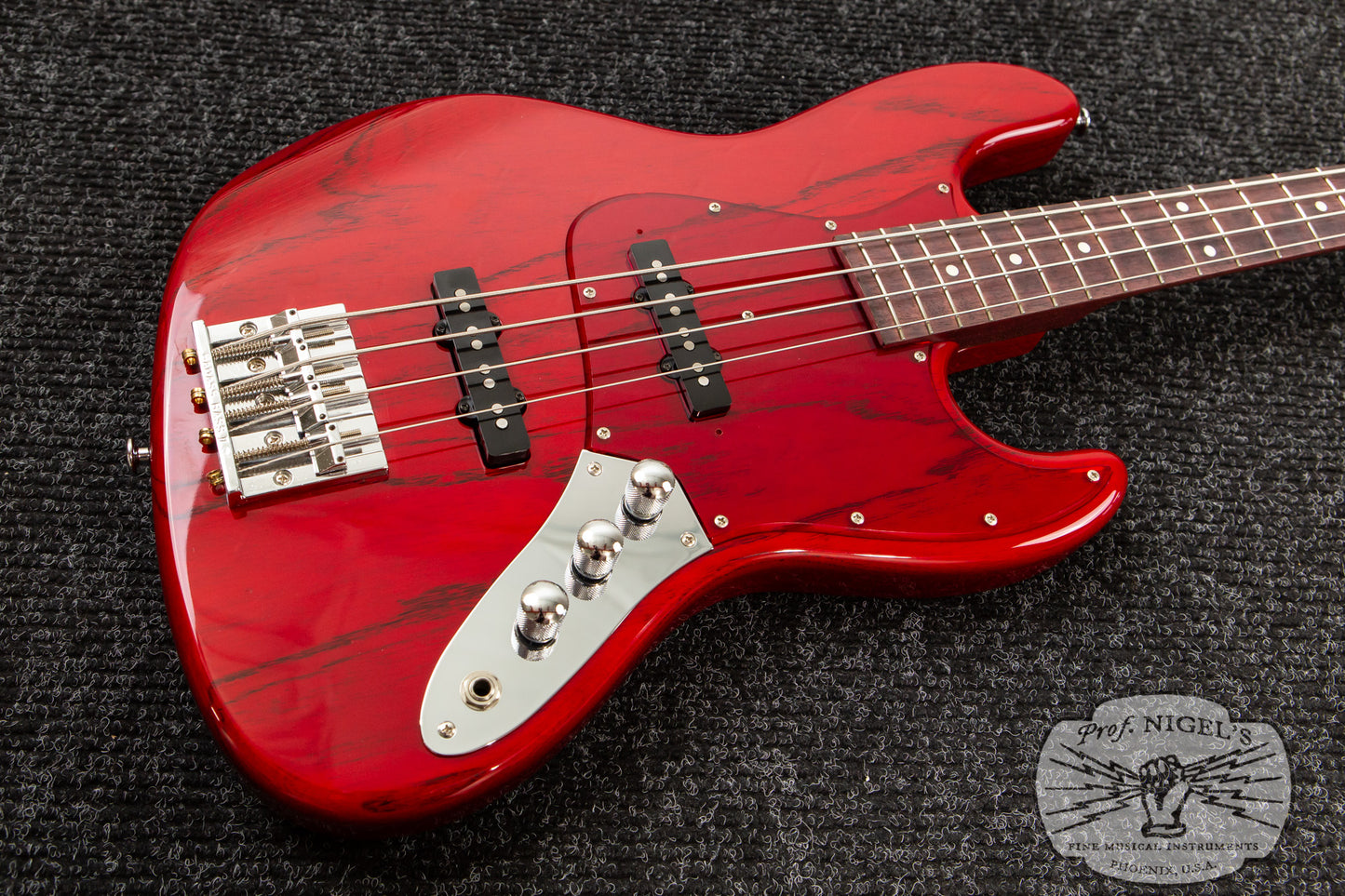 Custom Order Momose MJ2/PH Purpleheart Neck Transparent Red Burner Ash Made in Japan Jazz Bass MIJ