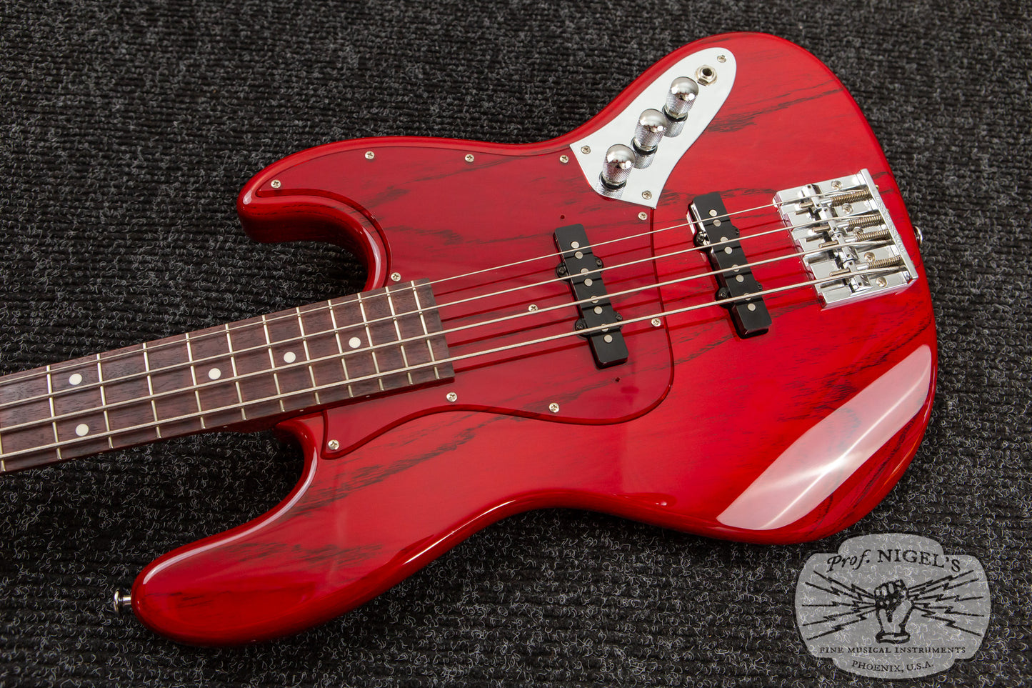 Custom Order Momose MJ2/PH Purpleheart Neck Transparent Red Burner Ash Made in Japan Jazz Bass MIJ