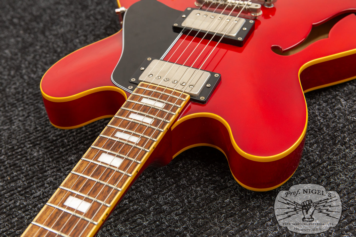 ESP Edwards MIJ E-SA-125LT w/ Case Cherry Lacquer Carved Top 335-style Seymour Duncan Semi Acoustic