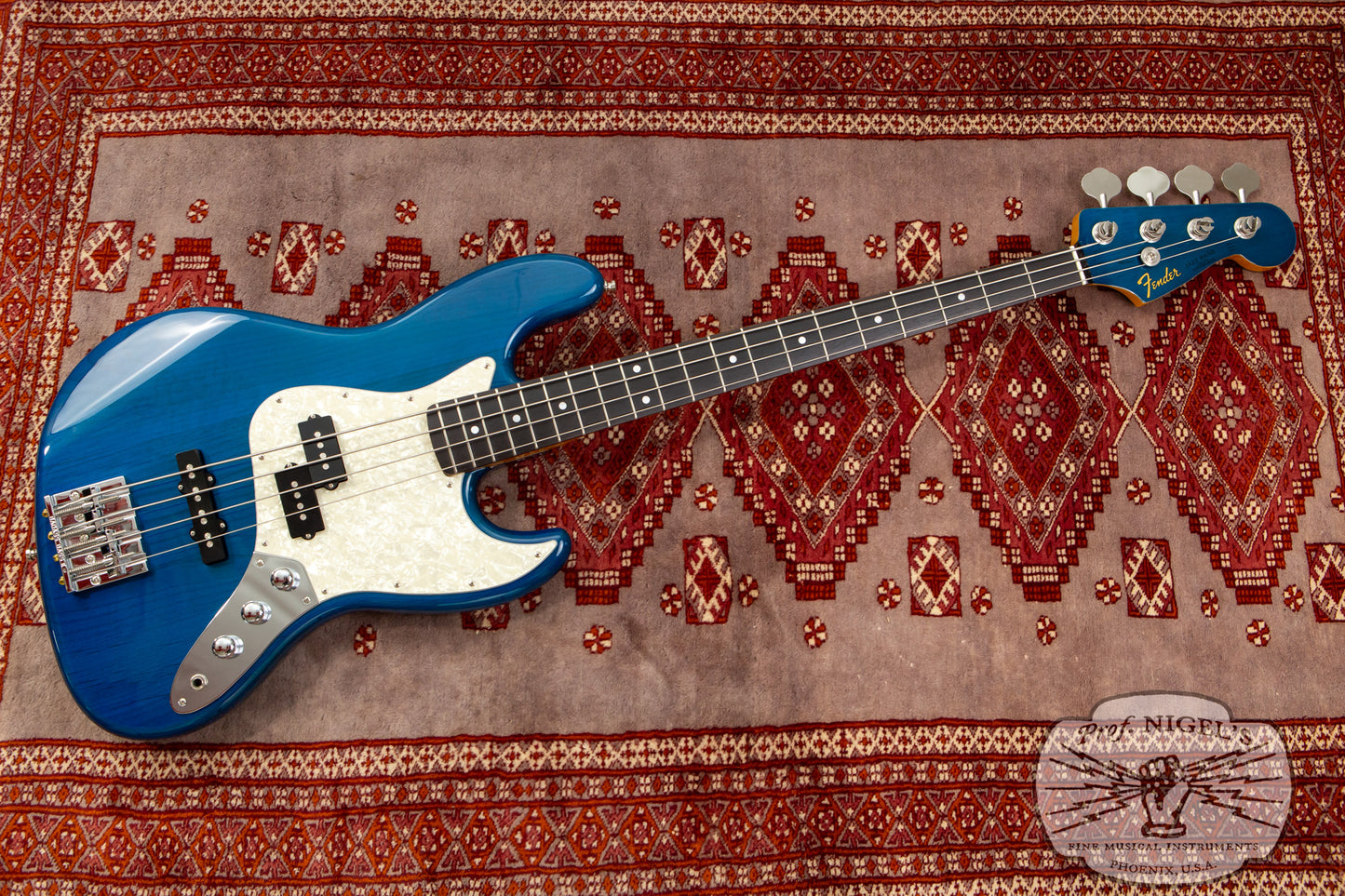 Fender MIJ JB62PJ Matching Headstock MH Limited Production 1962 Jazz Bass Reissue Transparent Blue Alder Body Made in Japan TBL