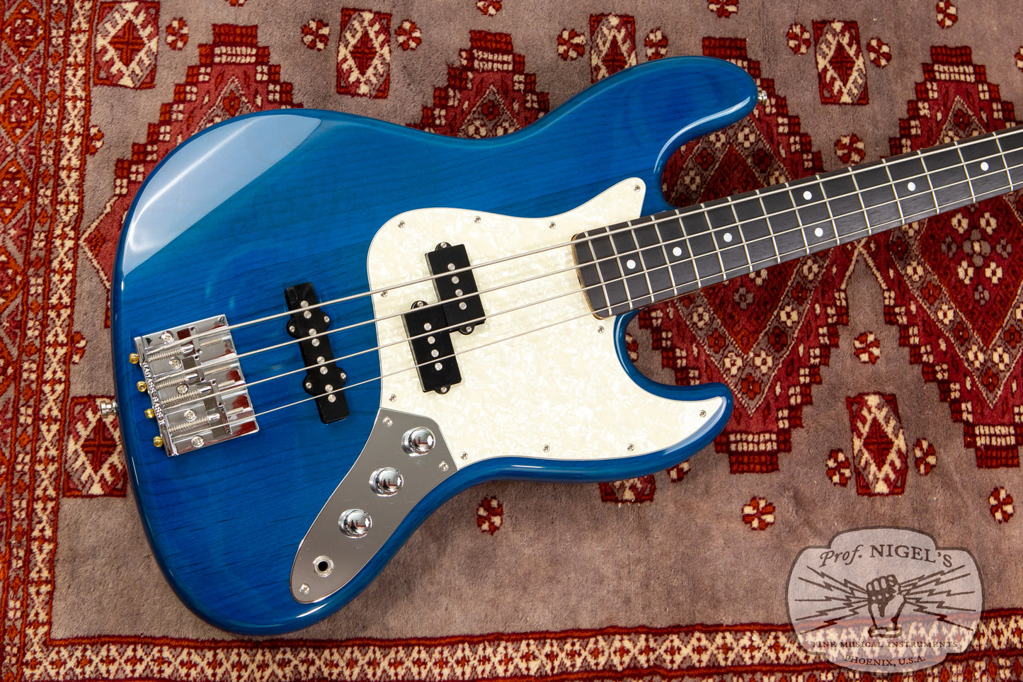 Fender MIJ JB62PJ Matching Headstock MH Limited Production 1962 Jazz Bass Reissue Transparent Blue Alder Body Made in Japan TBL