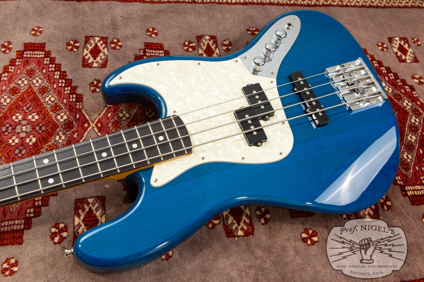 Fender MIJ JB62PJ Matching Headstock MH Limited Production 1962 Jazz Bass Reissue Transparent Blue Alder Body Made in Japan TBL