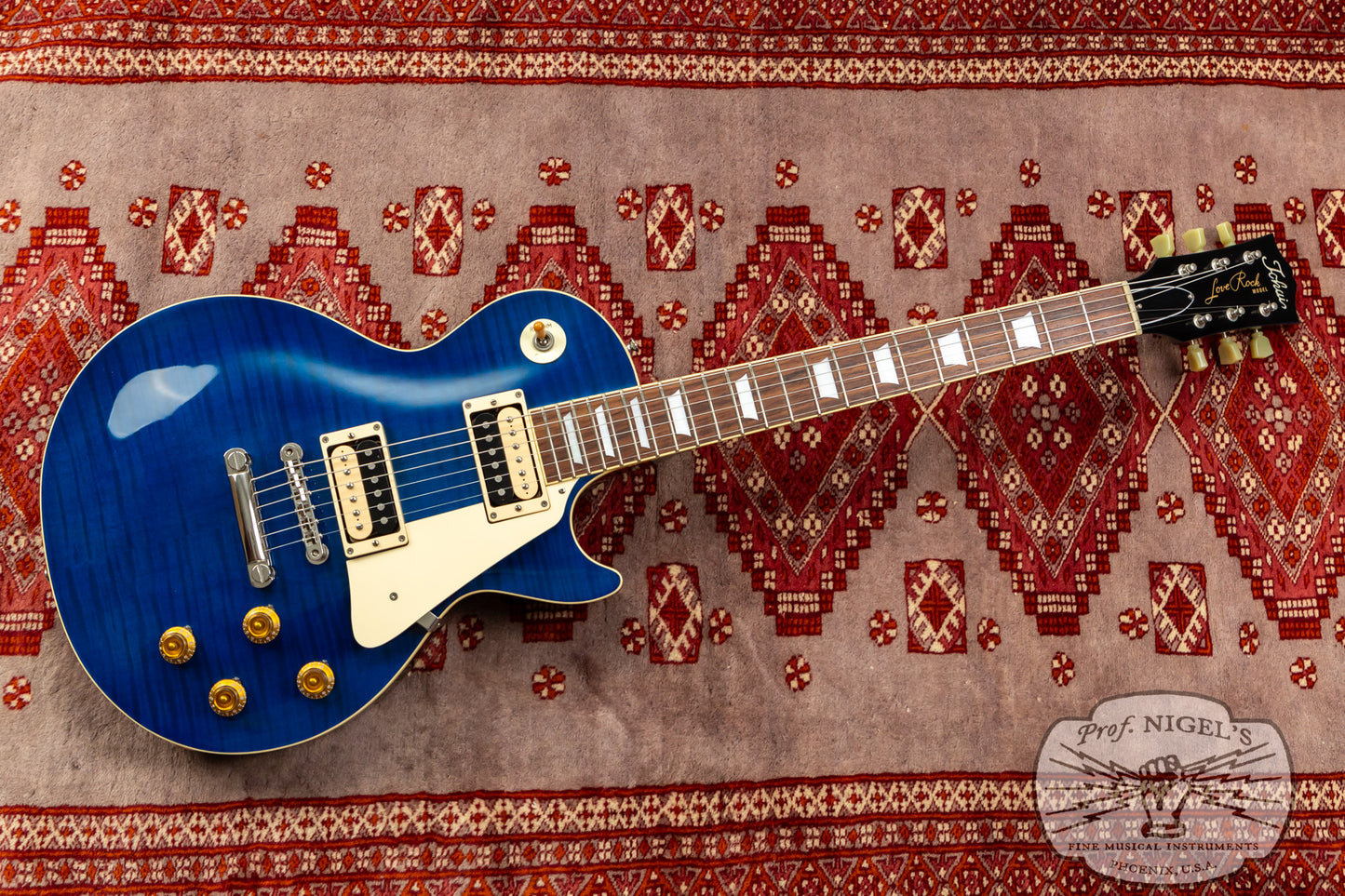 Tokai LS128F LP w/ HSC Indigo Blue Flame Hard Shell Case MIJ Made in Japan