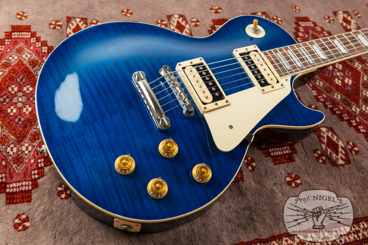 Tokai LS128F LP w/ HSC Indigo Blue Flame Hard Shell Case MIJ Made in Japan