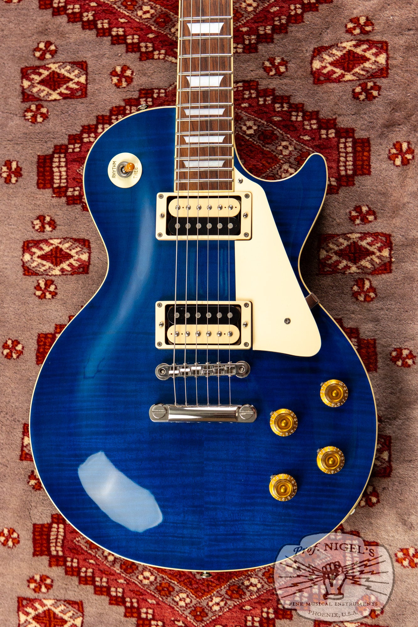 Tokai LS128F LP w/ HSC Indigo Blue Flame Hard Shell Case MIJ Made in Japan