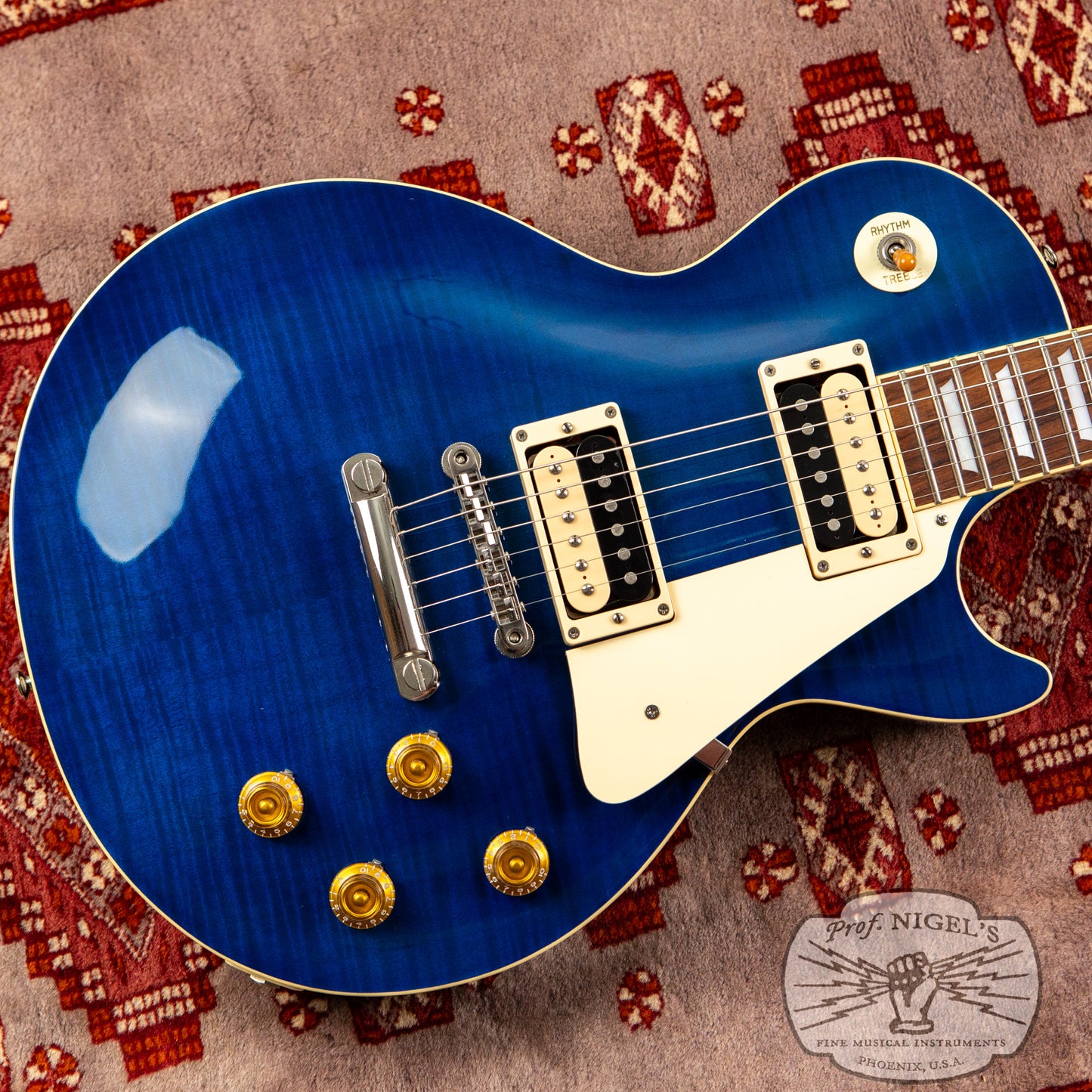 Tokai LS128F LP w/ HSC Indigo Blue Flame Hard Shell Case MIJ Made in Japan