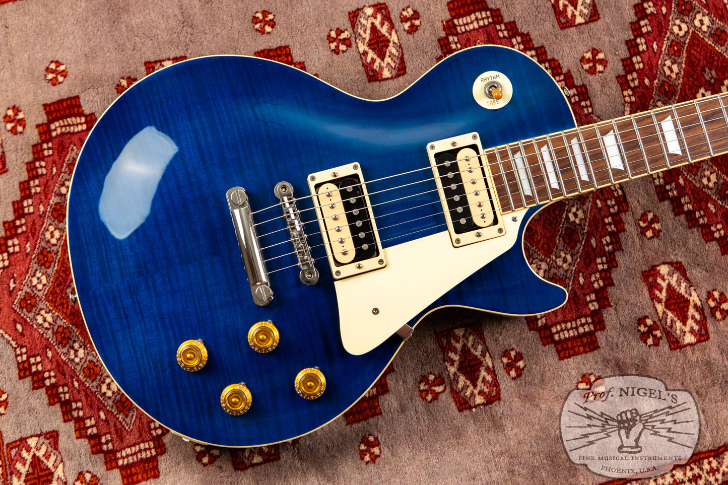 Tokai LS128F LP w/ HSC Indigo Blue Flame Hard Shell Case MIJ Made in Japan