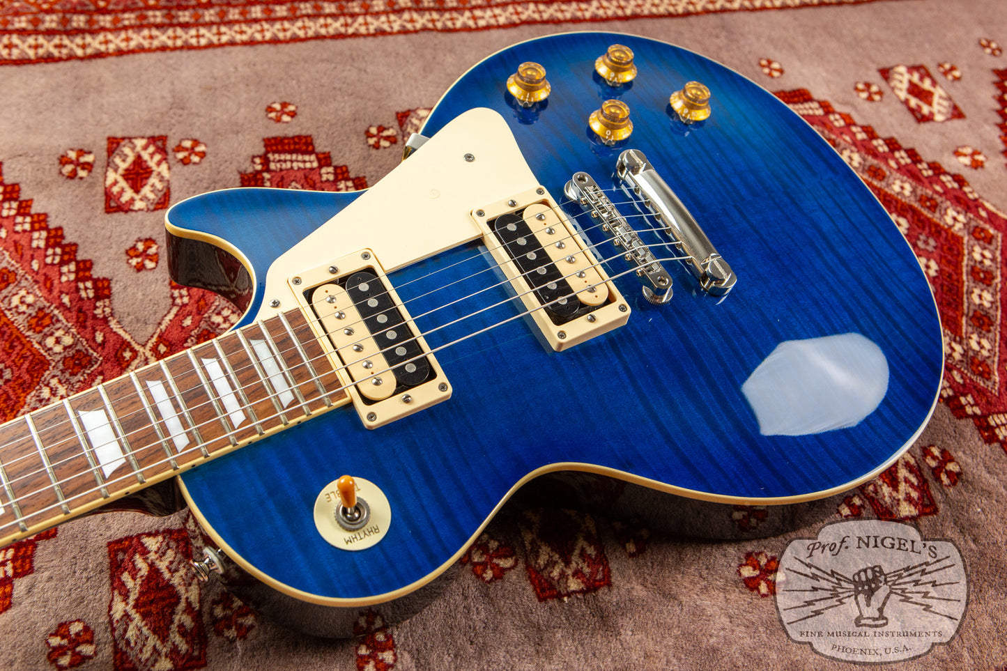 Tokai LS128F LP w/ HSC Indigo Blue Flame Hard Shell Case MIJ Made in Japan