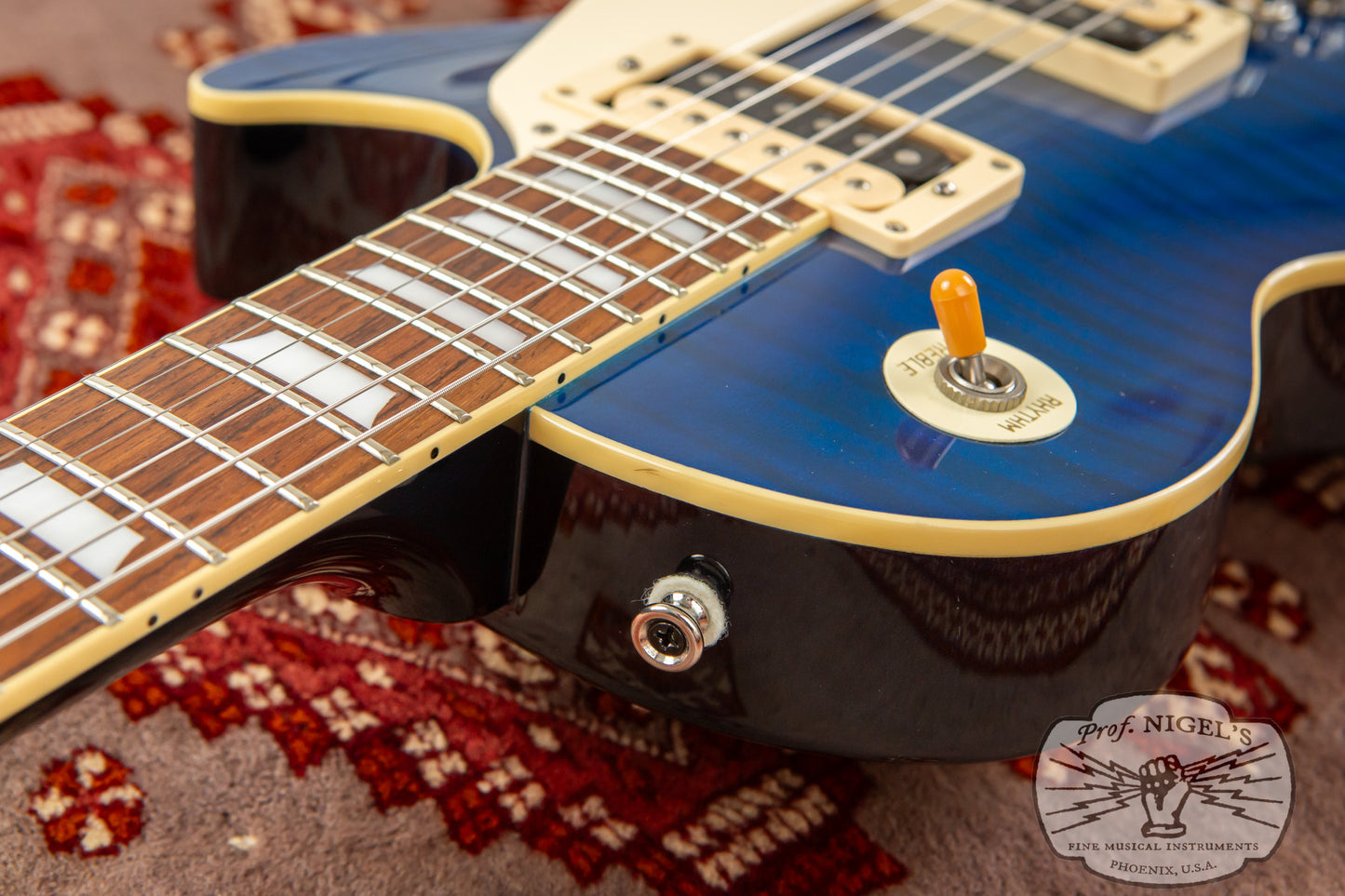 Tokai LS128F LP w/ HSC Indigo Blue Flame Hard Shell Case MIJ Made in Japan