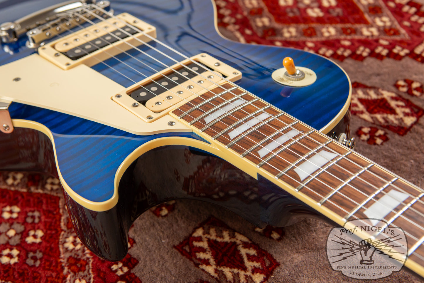 Tokai LS128F LP w/ HSC Indigo Blue Flame Hard Shell Case MIJ Made in Japan