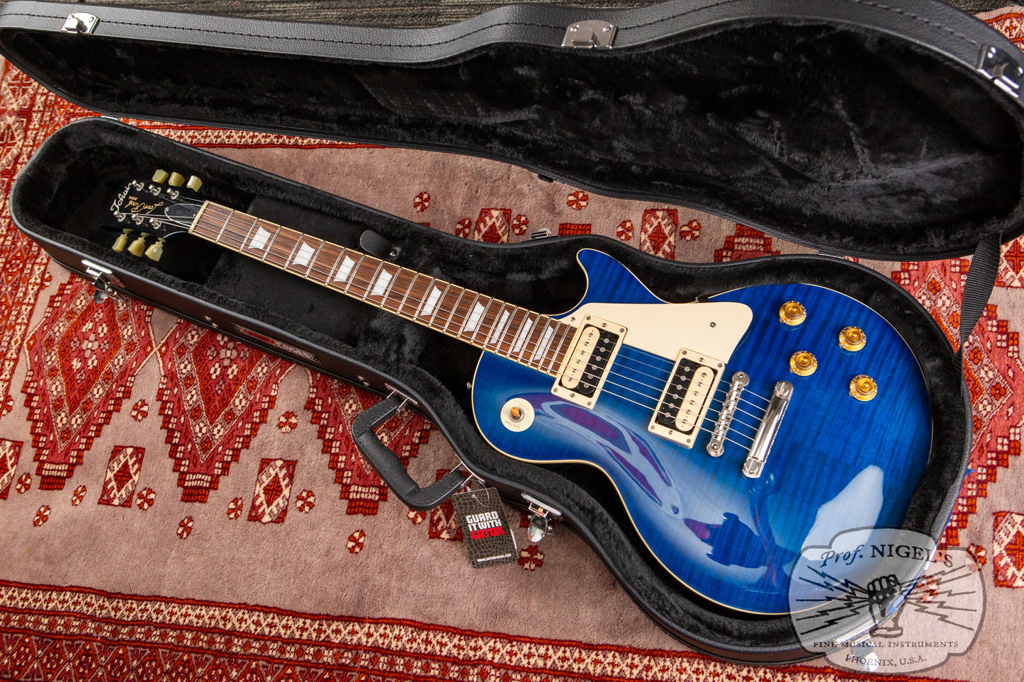 Tokai LS128F LP w/ HSC Indigo Blue Flame Hard Shell Case MIJ Made in Japan