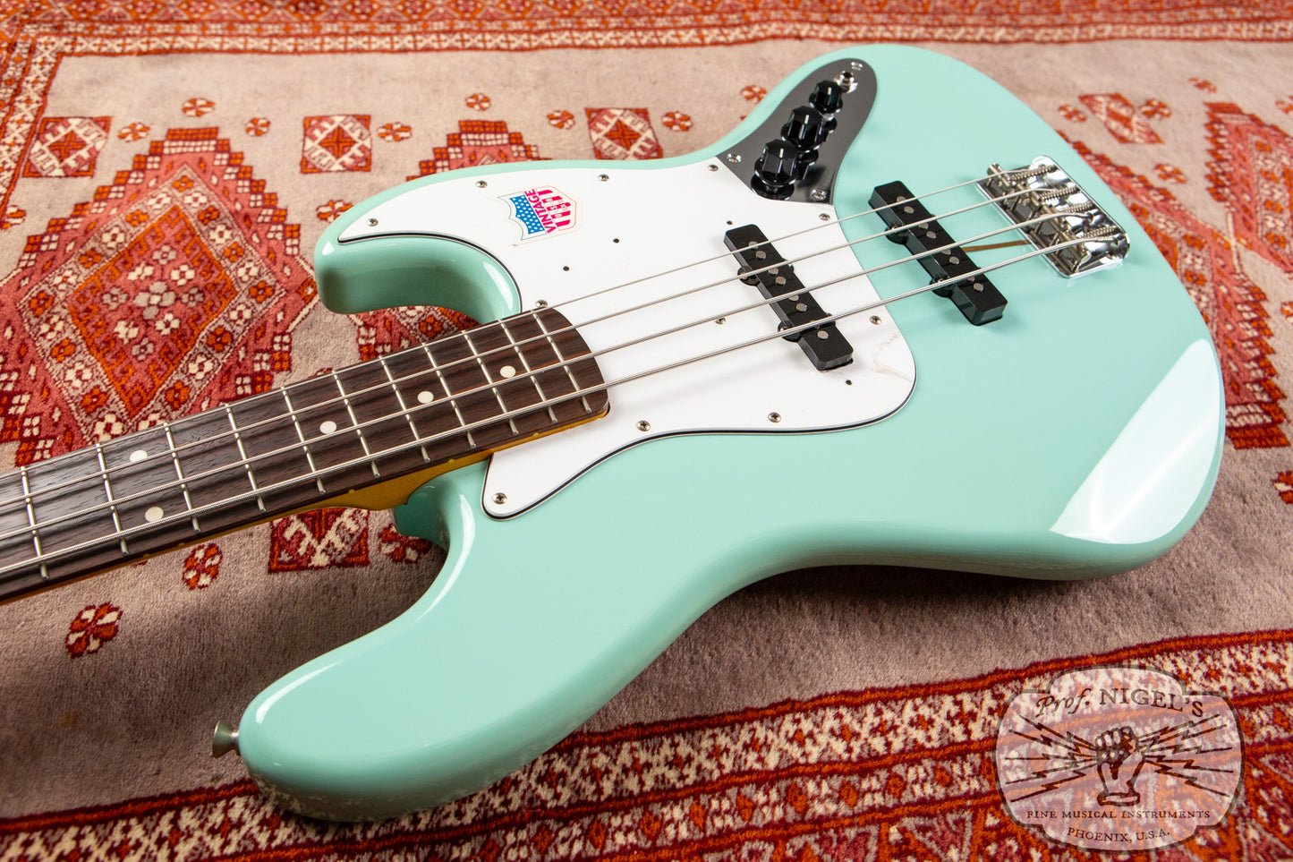 Fender Rare Spec CIJ JB62-US Jazz Bass Flame Maple Aged Daphne Blue US Pickups Crafted in Japan