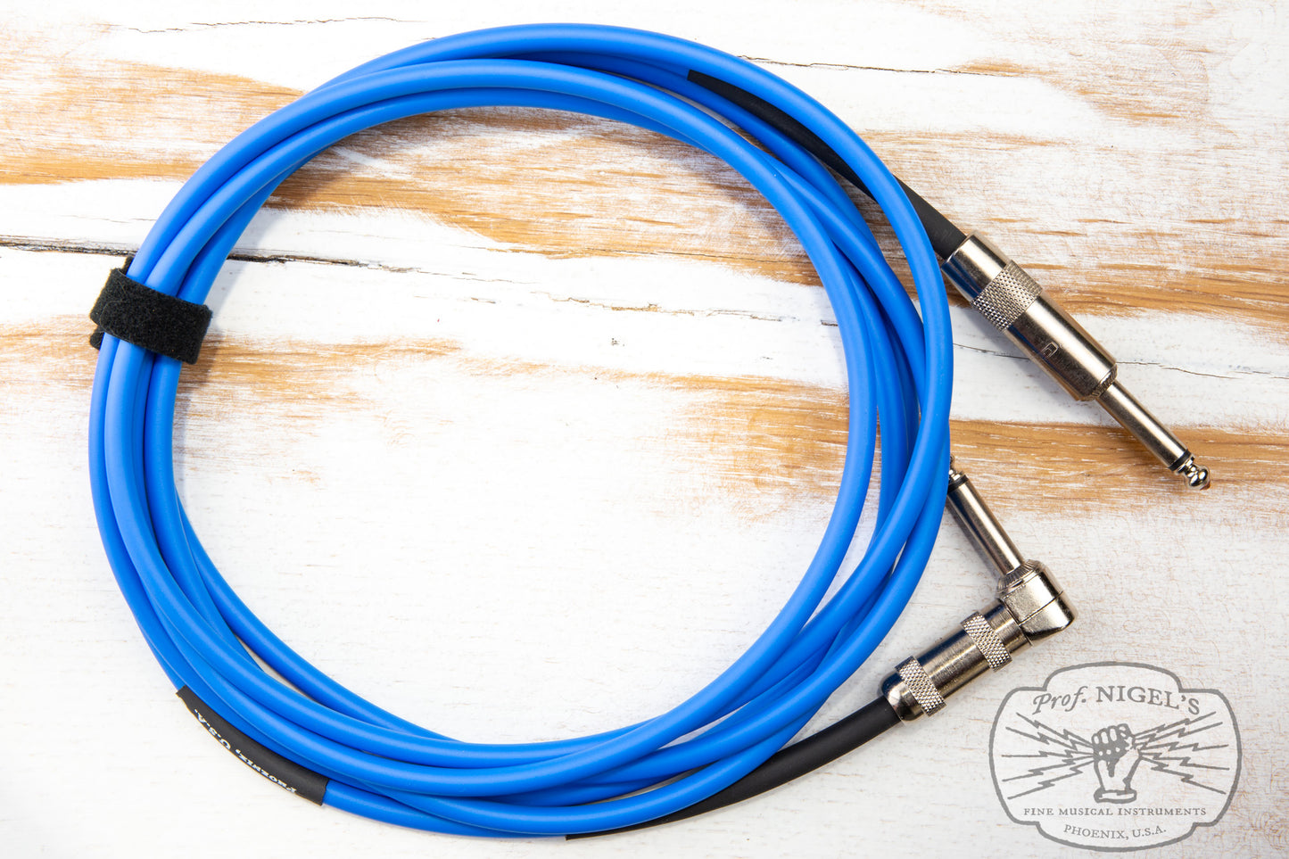 The Siren Premium USA Made Instrument Cable (Blue w/ Silver Connectors) Canare GS-6