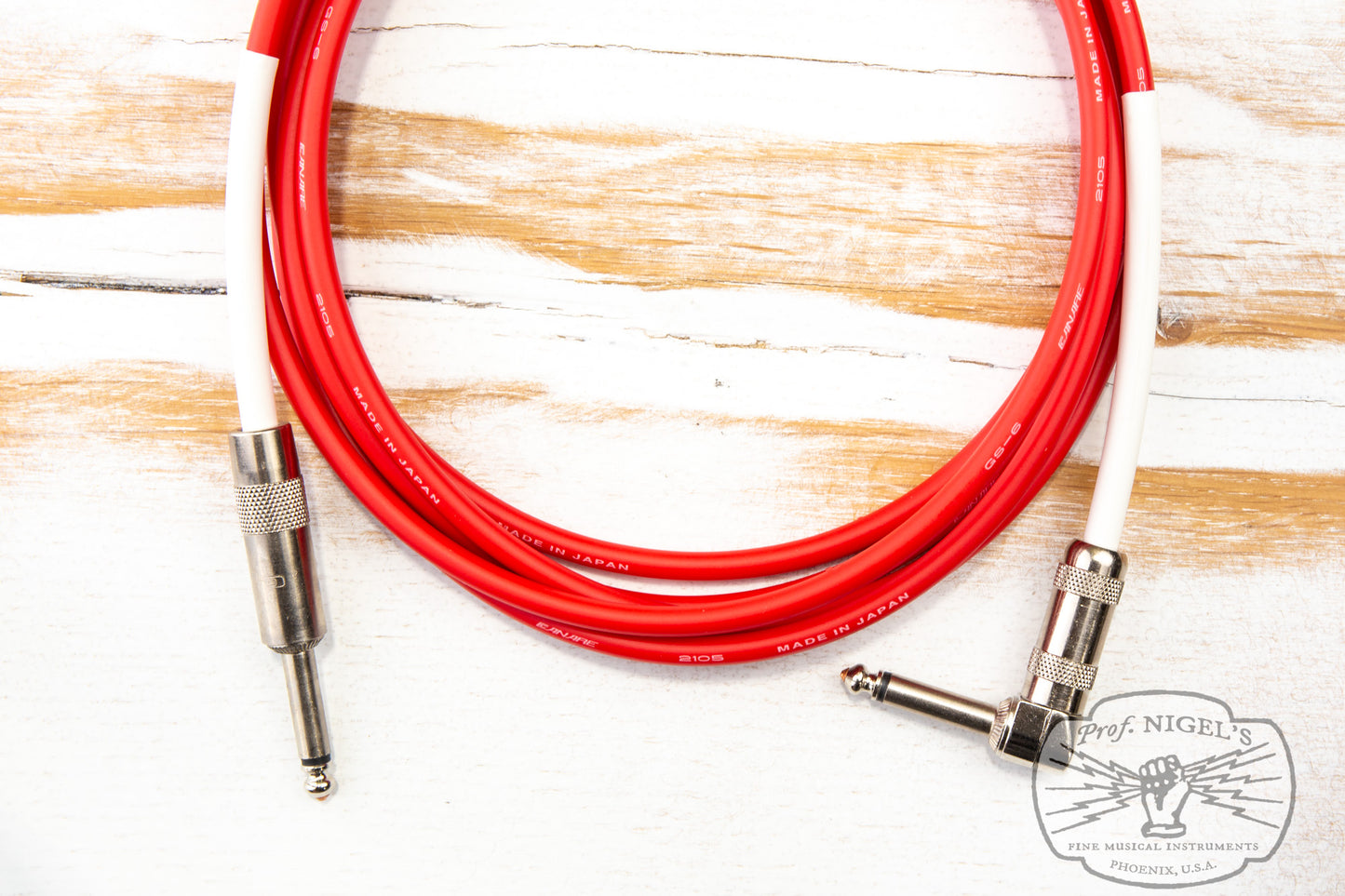 The Siren Premium USA Made Instrument Cable (Red w/ Silver Connectors) Canare GS-6