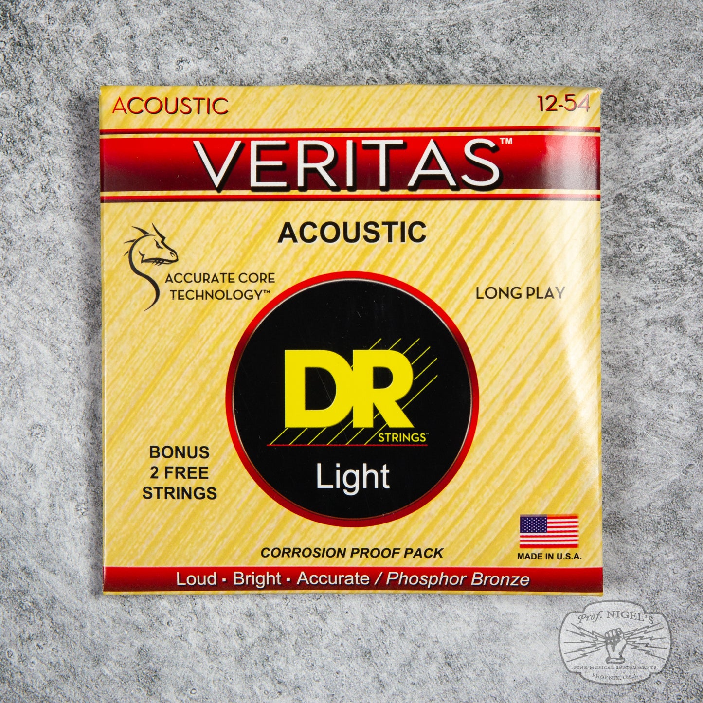 VERITAS 12-54 LIght Single Packs Phosphor Bronze Round Core Acoustic Guitar Strings