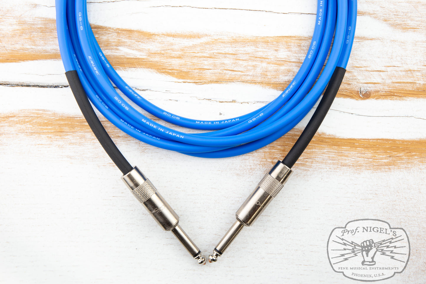 The Siren Premium USA Made Instrument Cable (Blue w/ Silver Connectors) Canare GS-6