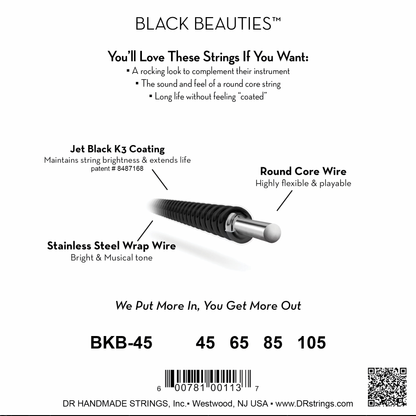 BLACK BEAUTIES™ BLACK Coated Bass Strings