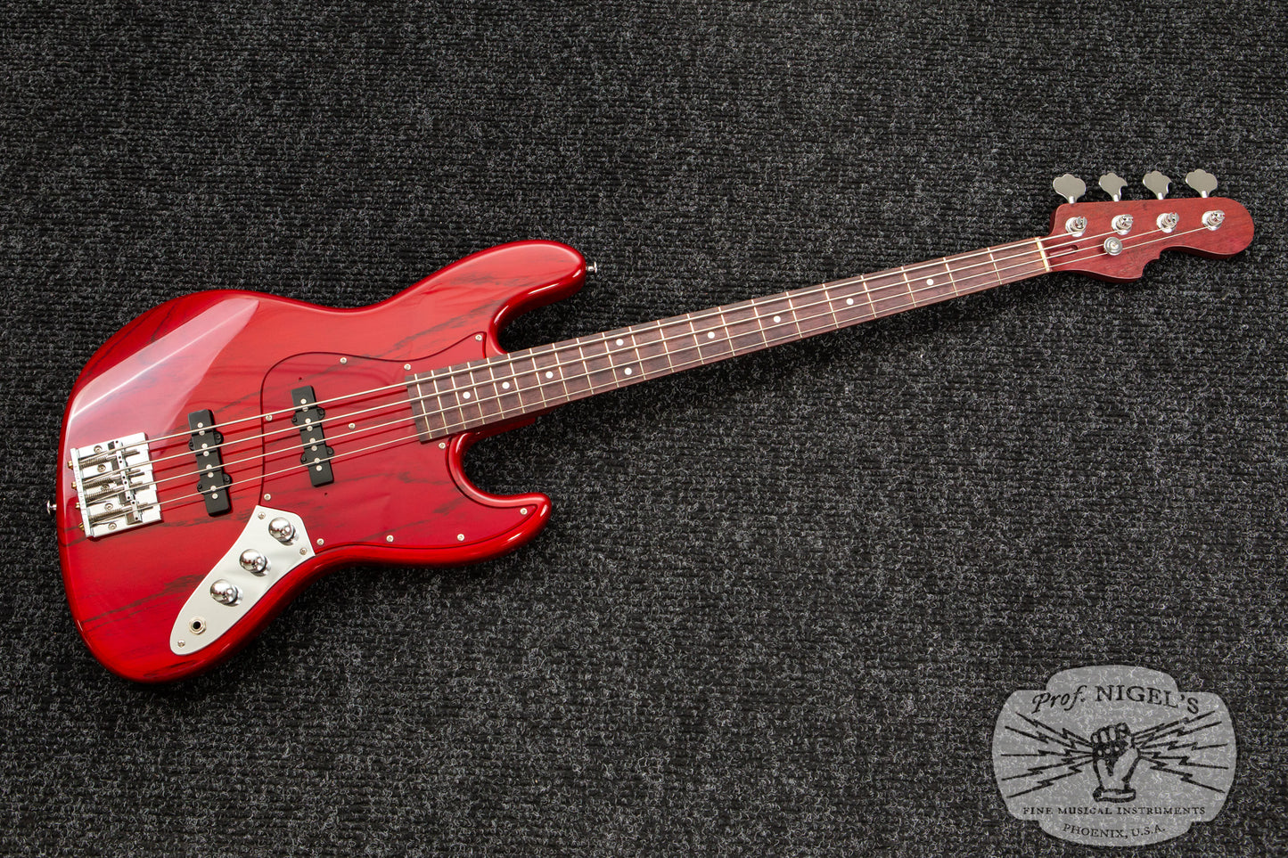 Custom Order Momose MJ2/PH Purpleheart Neck Transparent Red Burner Ash Made in Japan Jazz Bass MIJ