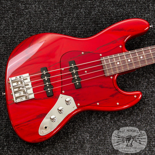 Custom Order Momose MJ2/PH Purpleheart Neck Transparent Red Burner Ash Made in Japan Jazz Bass MIJ