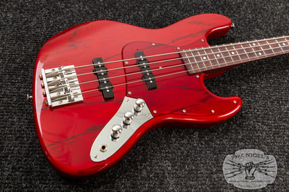 Custom Order Momose MJ2/PH Purpleheart Neck Transparent Red Burner Ash Made in Japan Jazz Bass MIJ