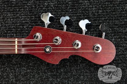 Custom Order Momose MJ2/PH Purpleheart Neck Transparent Red Burner Ash Made in Japan Jazz Bass MIJ