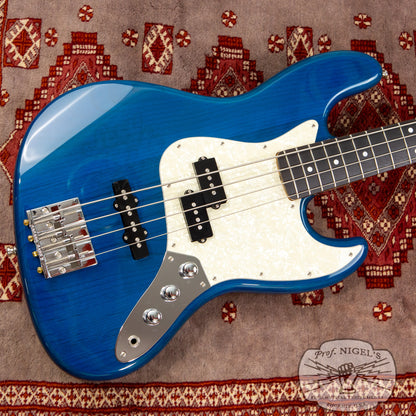 Fender MIJ JB62PJ Matching Headstock MH Limited Production 1962 Jazz Bass Reissue Transparent Blue Alder Body Made in Japan TBL