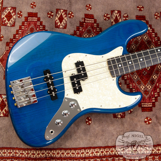 Fender MIJ JB62PJ Matching Headstock MH Limited Production 1962 Jazz Bass Reissue Transparent Blue Alder Body Made in Japan TBL