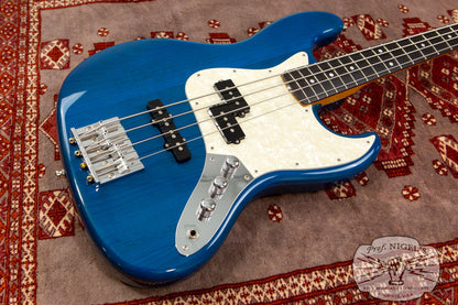 Fender MIJ JB62PJ Matching Headstock MH Limited Production 1962 Jazz Bass Reissue Transparent Blue Alder Body Made in Japan TBL