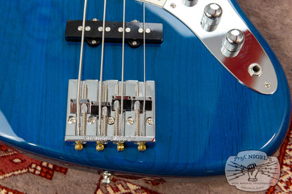 Fender MIJ JB62PJ Matching Headstock MH Limited Production 1962 Jazz Bass Reissue Transparent Blue Alder Body Made in Japan TBL