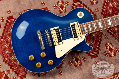 Tokai LS128F LP w/ HSC Indigo Blue Flame Hard Shell Case MIJ Made in Japan