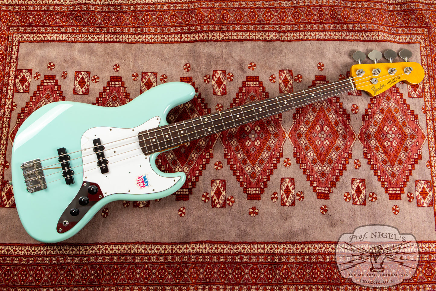 Fender Rare Spec CIJ JB62-US Jazz Bass Flame Maple Aged Daphne Blue US Pickups Crafted in Japan