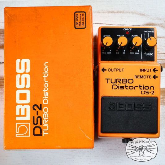 Boss DS-2 Turbo Distortion w/ Box Effects Pedal MIJ Silver Label Made in Japan