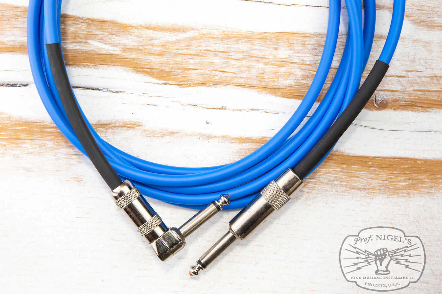 The Siren Premium USA Made Instrument Cable (Blue w/ Silver Connectors) Canare GS-6