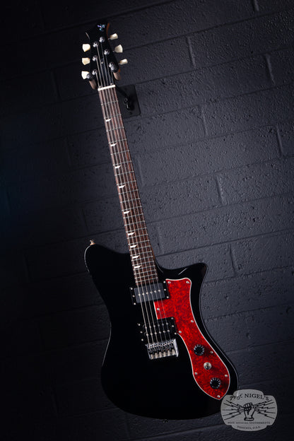 RYOGA Skater-STD/RP90 Electric Guitar – Black w/ Tort Pickguard