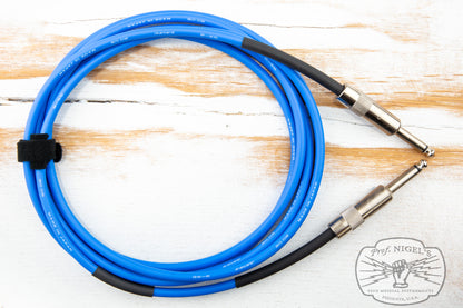 The Siren Premium USA Made Instrument Cable (Blue w/ Silver Connectors) Canare GS-6