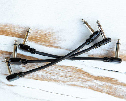 Premium 1/4" Pedal Board Patch Cable Black Squareplug SP500